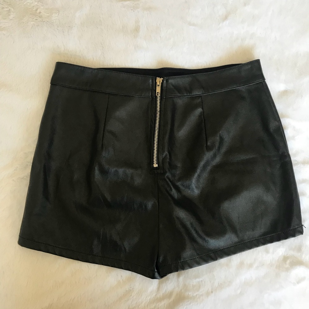 Fake leather shorts